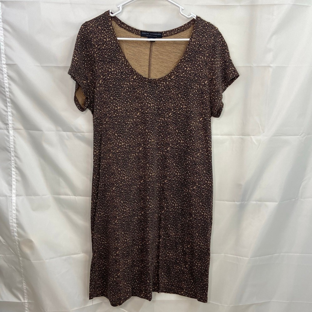 Social Standard by Sanctuary women's brown leopard print tshirt dress casual L